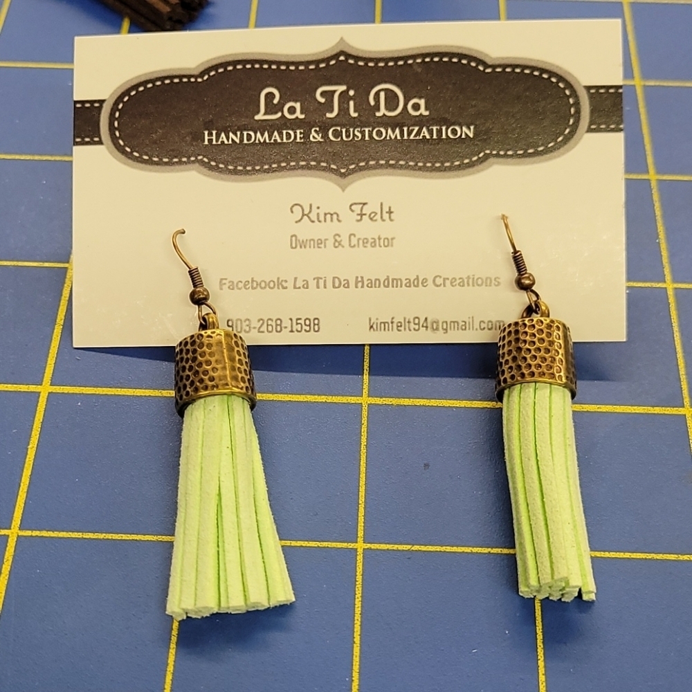 Handmade Earrings 2" Pleather Tassell